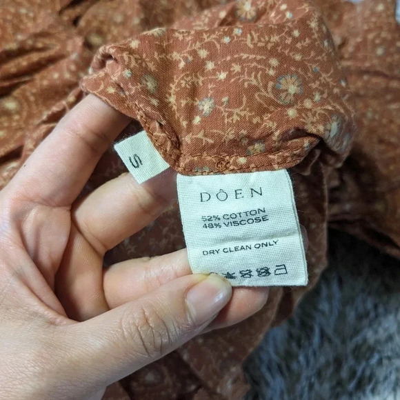 Doen Billie Jean Top Blouse Tamarillo Prairie Paisley Orange Ruffle Small - Picture 7 of 7